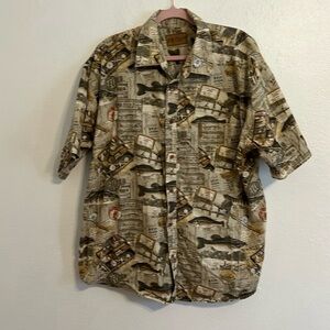 Magellan Men’s XXL Cotton Fishing Gear Design Short Sleeve Button Down Shirt